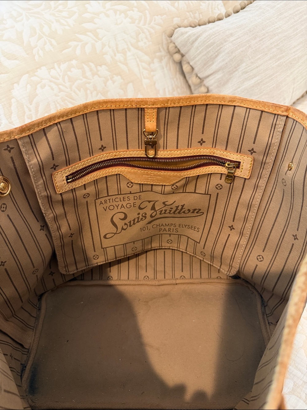Louis Vuitton Brown Monogram Canvas Tote with Tan Trim - Picture 4 of 6
